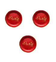 Roll-Up Parti Doğum Günü Işıltılı Kırmızı Party Yazılı Karton Tabak - 22 Cm. - 8 Adetlik 3 Paket