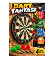 12 İnç Ahşap Dart Tahtası – 4 Adet Metal İğne Uçlu Dart Oku