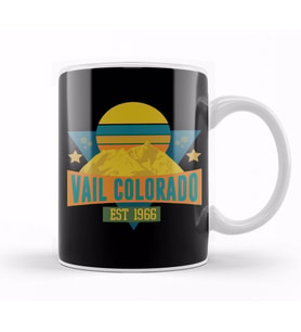 Vail Colorado Est 1966 Snowboarding Mountain Kupa Bardak Porselen