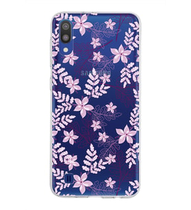Samsung Galaxy M10 Kapak Floral Pudra Tasarımlı Şeffaf Silikon Kılıf