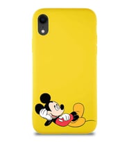 Apple iPhone XR Soft Premier Kapak Mickey Mouse-F Tasarımlı Silikon Kılıf - Sarı (Şeffaf)