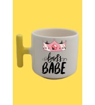 Sarı T Kulp Boss Babe Temalı Nescafe Latte Fincanı