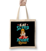 Eat Sleep Anime Repeat Cute Anime Obsessed Bez Çanta Uzun Saplı