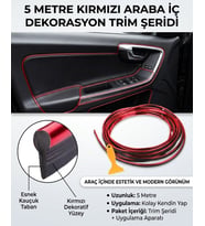 Trim Fitilli Yeni Araç Içi Ip Şerit Balık Sırtı Nikelajlı 1 Adet 5 Metre Krom Renk Seçenekli t