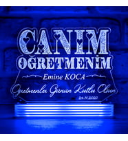 Kişiye Özel Öğretmenler Günü Hediyesi, Canım Öğretmenim LED AYDINLATMA (Mavi)