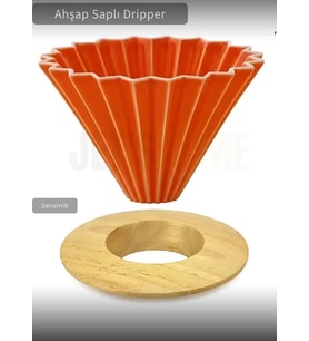 Ahşap Kahve Demleme Standı Dripper Turuncu