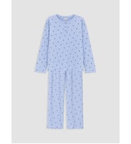 LCW Kids Mavi Bisiklet Yaka Kız Çocuk Pijama Takım
