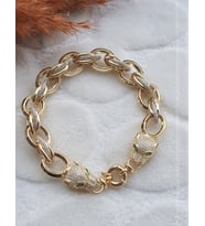 Altın Kaplama Taşlı Kalpli Gümüş  Bileklik Cartier Kilitli