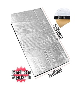 Kaput Altı Alüminyum Folyolu Yalıtım 120x100cm 6mm Yapışkanlı Karavan Oto Ses Yalıtım