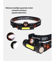 Profesyonel Şarjlı LED Kafa Lambası – Uzun Mesafe + Ortam Aydınlatması