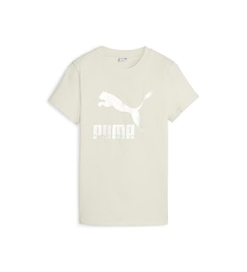 Puma Classics Shiny Logo Tee Kadın Günlük Tişört 62559787 Bej