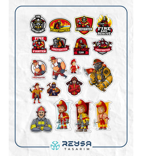 İtfaiyeci Sticker Set 3 20 Parça Telefon, Tablet, Defter, Laptop Sticker