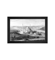 Eski İstanbul Motifli Kanvas Tablo 50 x 70 cm Siyah Çerçeve