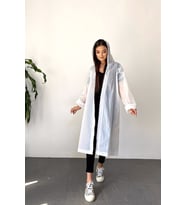 Kadın Erkek Yağmurluk Kapüşonlu Çıtçıtlı Eva Beyaz Yağmurluk M21MRC881R02