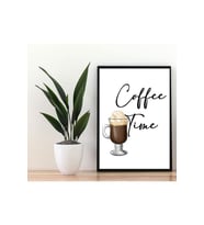 "coffee Time" Yazılı Siyah Çerçeveli Mdf Tablo (Çok Renkli)