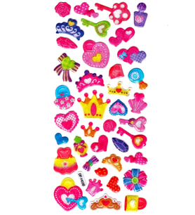 Işıltılı Sticker Kabartmalı Stiker Defter Planlayıcı Etiket (Dfh030)-18x9cm- Kilit Taç