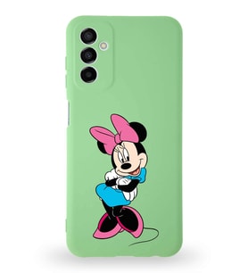 Samsung Galaxy M23 Uyumlu Lansman Kılıf Altı Kapalı İçi Kadife  Minnie Mouse-D Tasarımlı  Kapak (Şeffaf)