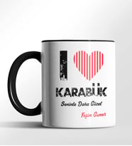 Kişiye Özel Karabük Seninle Daha Güzel Tema Siyah Renk Kupa (Siyah)