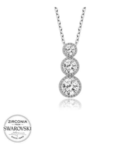 Swarovski Taşlı Gümüş Üçtaş Tektaş Bayan Kolye