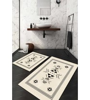 Dijital Baskılı Kaymaz Taban Yıkanabilir 2'li Klozet Takımı Banyo Paspası NDKZ-HY-1020 (Krem)