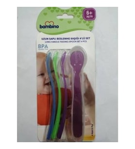 Bambino Uzun Saplı Beslenme Kaşığı 4'lü Set
