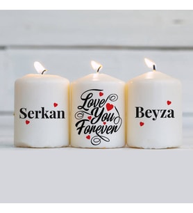 Kişiye Özel Love You Forever İsimli Mum Seti