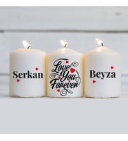 Kişiye Özel Love You Forever İsimli Mum Seti