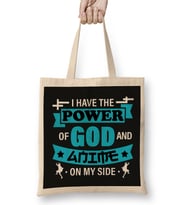 Power of God And Anime On My Side Anime Otaku Gift Bez Çanta Uzun Saplı