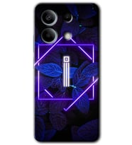 Redmi Note 13 Pro 5G Kılıf HD Desen Baskılı Kılıf - Dark Neon Yaprak İ Harfi