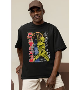 Tasarım Iron Maiden Rock Metal Müzik Grubu Baskılı Unisex Oversize Tişört