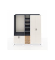 Kronos Dolap 13 Raflı 3 Çekmeceli 4 Kapaklı 220x59x243 Antrasit-Aytaşı/Çam
