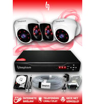 BAYICAM 4 Kameralı Kare 2 İç Kamera Set 320 GB HDD Full HD Gece Görüşlü Güvenlik Kamerası Sistemi