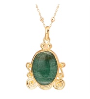 Gümüşcüm Jade Yeşim Taşlı Otantik Altın Kaplama Gümüş Kadın Kolye