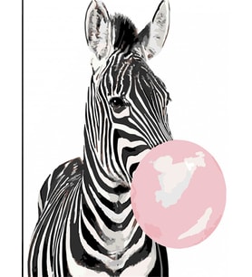 Sakız Çiğneyen Zebra Sayılarla Boyama Seti 50x65 cm (Tuvale Gerili)
