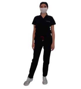 Likralı Doktor Hemşire Lacivert Forma V Yaka Üniforma Takım 4804