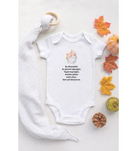 Özel Tasarım Anneler Günü Hediye Bebek Body Beyaz Badi Zıbın