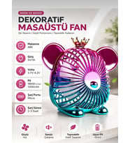 Mini Masaüstü Fan Sevimli Ayıcık Tasarımlı Taşınabilir Vantilatör USB Şarjlı (Pembe)