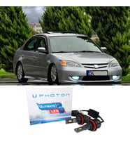 Honda Civic Vtec 2 ES7   Led Xenon Kısa Far Ampulü HB4 Ultimate 9500 Lumens Yeni Seri Beyaz 2004-2006