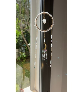 Kristal Kuvars Sun Catcher 8 - Güneş Tutucu, Güneş Yakalayıcı, Doğal Taşlı, El Yapımı (Beyaz)