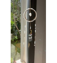 Kristal Kuvars Sun Catcher 8 - Güneş Tutucu, Güneş Yakalayıcı, Doğal Taşlı, El Yapımı (Beyaz)