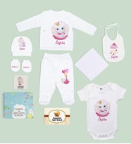 BK Kids Kişiye Özel Beyaz Yeni Doğan Hastane Çıkışı, Anne-Bebek Günlüğü, Bebek Body Zıbın, 10 Parça Bebek Hediye Seti-2