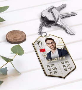 BK Gift Kişiye Özel Ahşap Anahtarlık Futbolcu Kartı-10