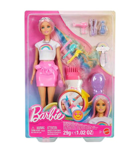 Barbie Gökkuşağı Saçlar Bebeği - Renkli Saçlı ve Aksesuar Zenginli Kuaför Seti