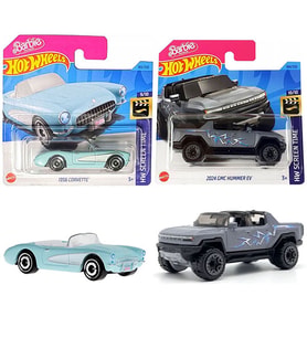 Hot Wheels 2 Araç Set Barbie The Movie 1956 Corvette & 2024 Gmc Hummer Ev (1/64)