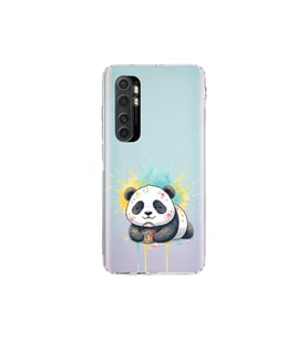 Xiaomi Mi Note 10 Lite ile Uyumlu Splash Panda Tasarımlı Şeffaf Silikon Kılıf