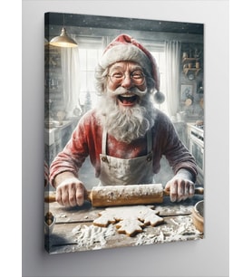 Kanvas Tablo Kurabiye Yapan Noel Baba