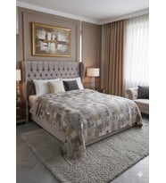 Çift Kişilik Baskılı Pike Yatak Örtüsü Daisy 200x230 cm (Sarı)