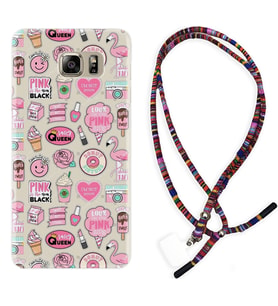 Samsung S7 Edge S20 Fe Plus Ultra S21 S22 Kılıf Boyun Asklı Rasta Silikon Donut Flamingo 1415