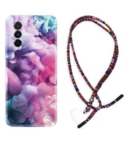 Huawei Nova Y70 Y90 Nova 9 SE  Kılıf Boyun Asklı Rasta Silikon Pink Cloud 1305