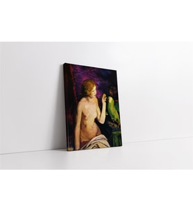 Nude Girl And Parrot Kanvas Tablo